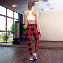Load image into Gallery viewer, Red and Black Plaid Yoga Leggings
