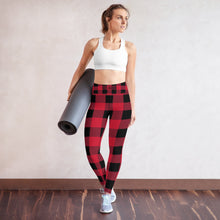 Load image into Gallery viewer, Red and Black Plaid Yoga Leggings
